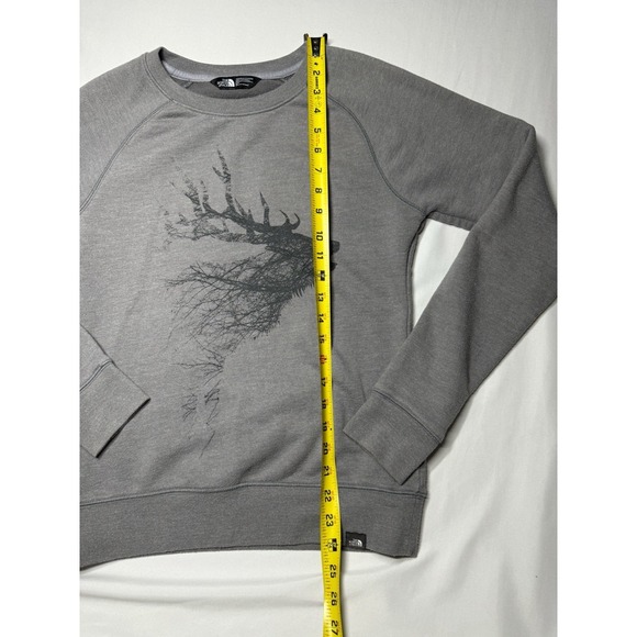 The North Face Terry Knit Sweatshirt Gray Elk Deer Crew Neck Womens Size Small S - Picture 6 of 6